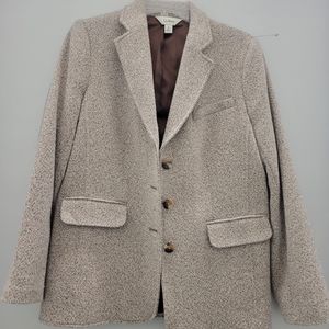 L.L.Bean Women's Brown Tweed Blazer size 12 Wool/Cashmere/Nylon